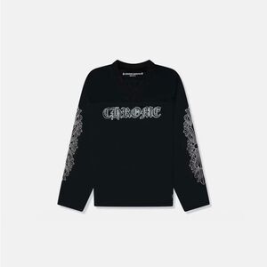 Chrome Hearts Black Long Sleeve Tee with Silver Accents